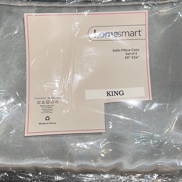 Set of 2 Gray Luxury Satin Pillow Cases 100% Polyester - Picture 4 of 7